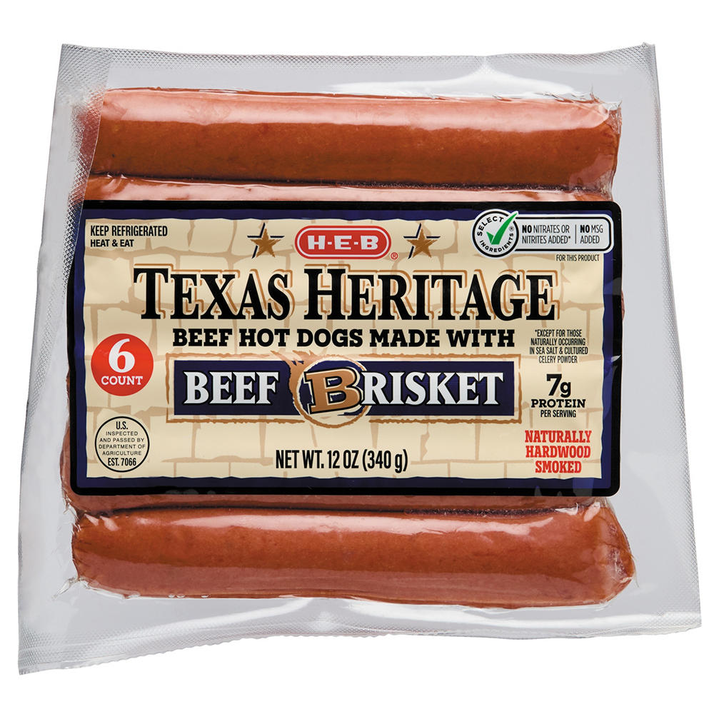 H-E-B Texas Heritage Beef Brisket Hot Dogs, 6 ct
