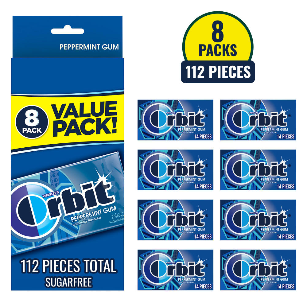 Orbit Peppermint Sugar Free Chewing Gum - Value Pack, 8 pk, 112 pc