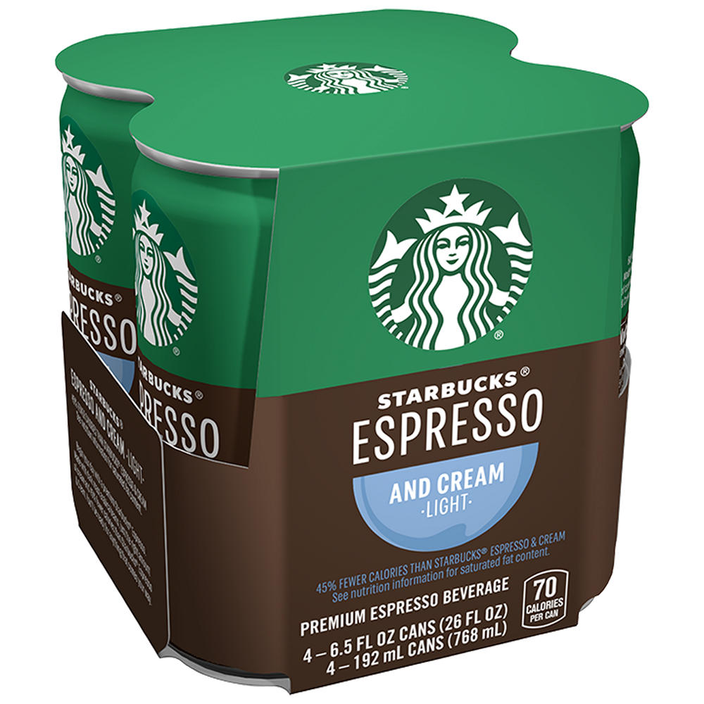 Starbucks Espresso and Cream Light Drink 4 pk Cans, 6.5 oz