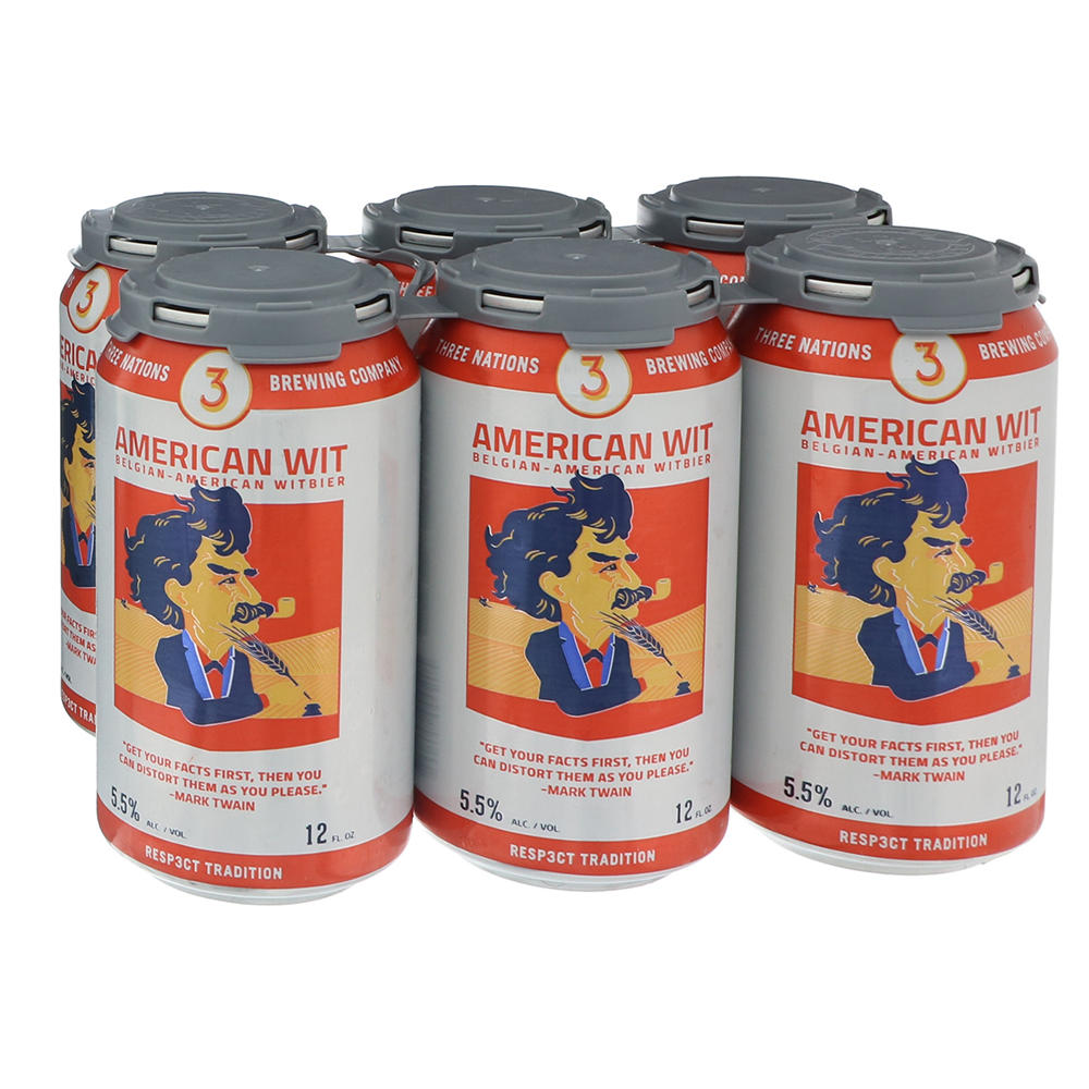 3 Nations Brewing American Wit Craft Beer 6 pk Cans, 12 oz