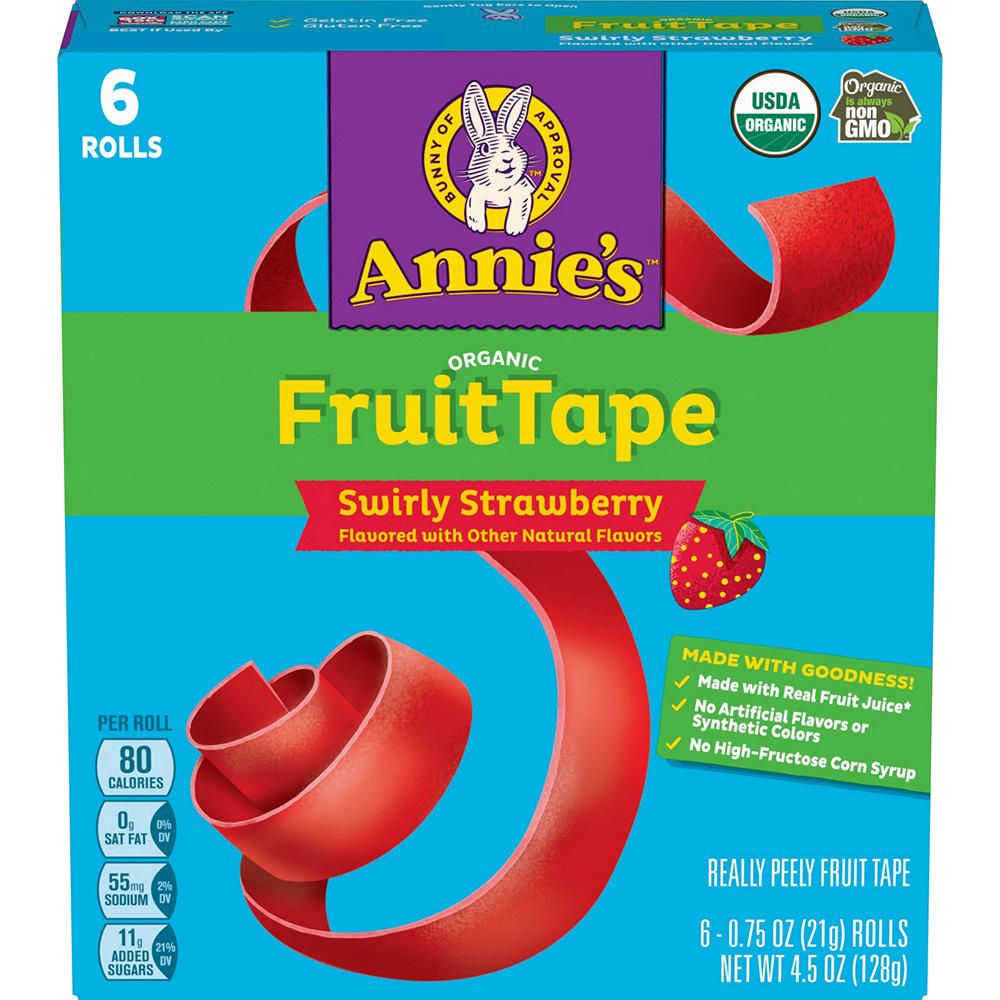 Annie's Organic Swirly Strawberry Fruit Tape, 6 ct