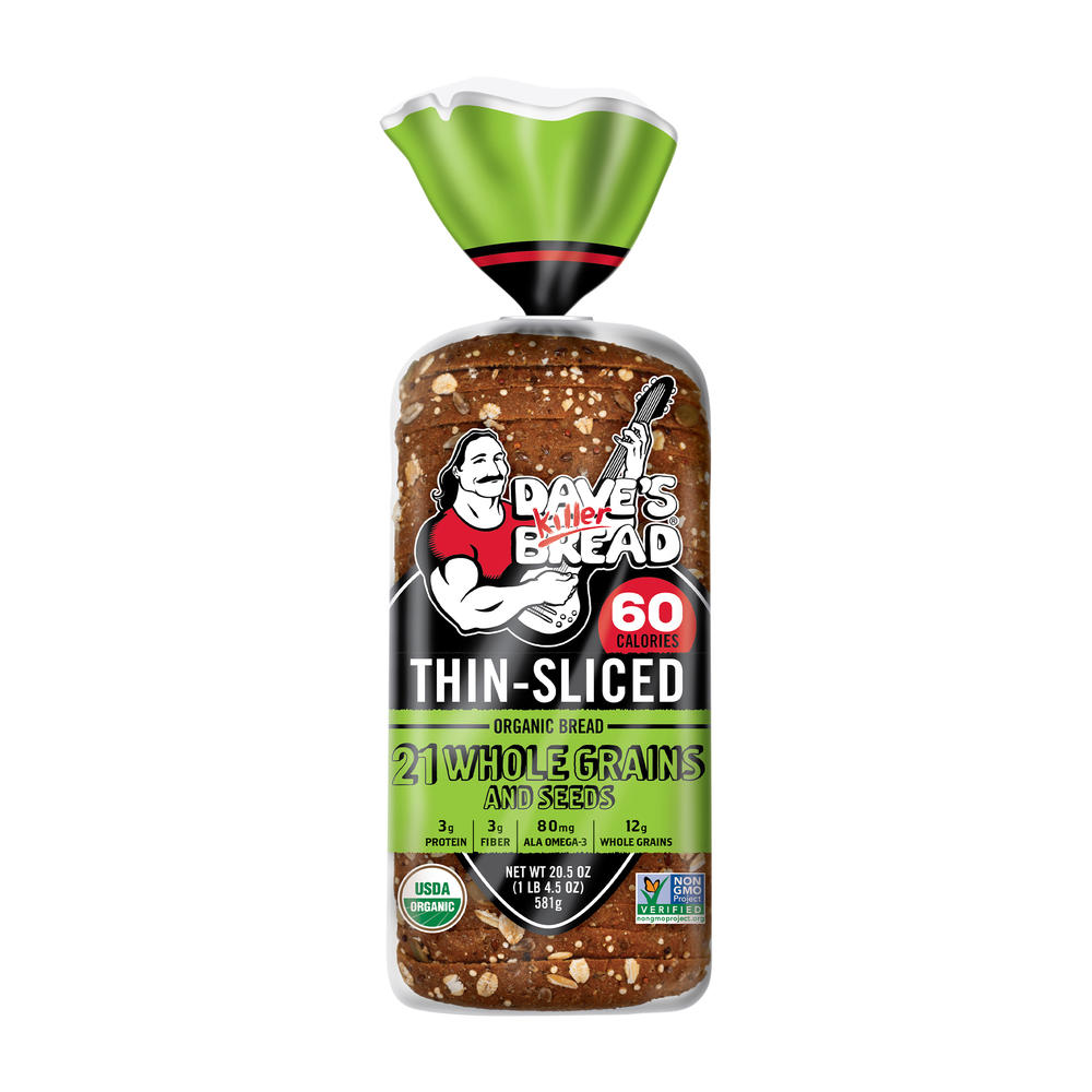 Dave's Killer Bread Thin Sliced 21 Whole Grain and Seeds Organic Sliced Bread, 20.5 oz