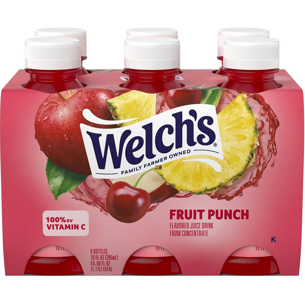 Welch's Fruit Punch Juice Drink Bottles, 6 pk, 10 oz