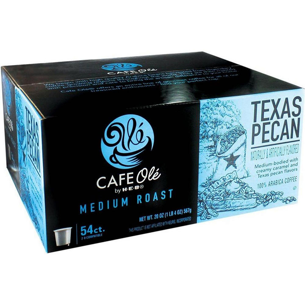 CAFE Olé by H-E-B Texas Pecan Medium Roast Coffee Single Serve Cups - Value Pack, 54 ct
