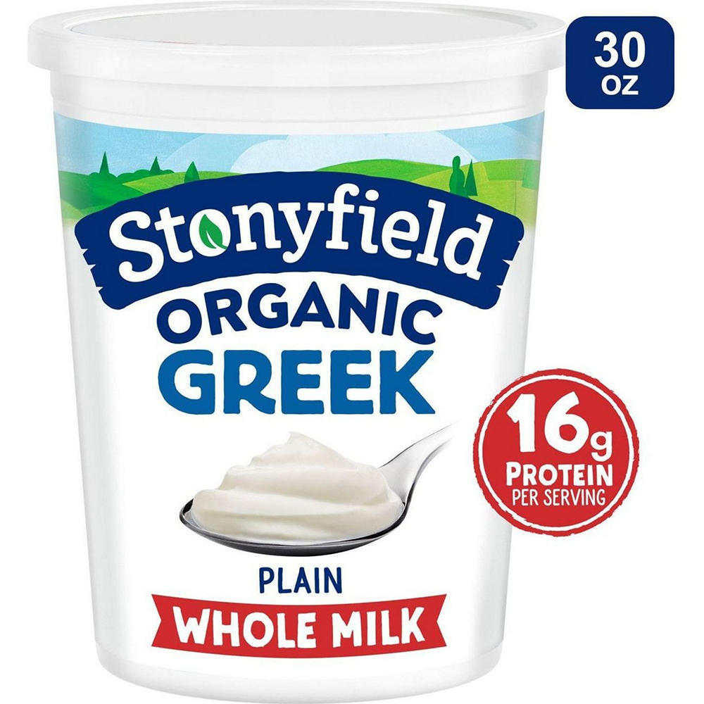 Stonyfield Organic 16g Protein Whole Milk Greek Yogurt - Plain, 30 oz