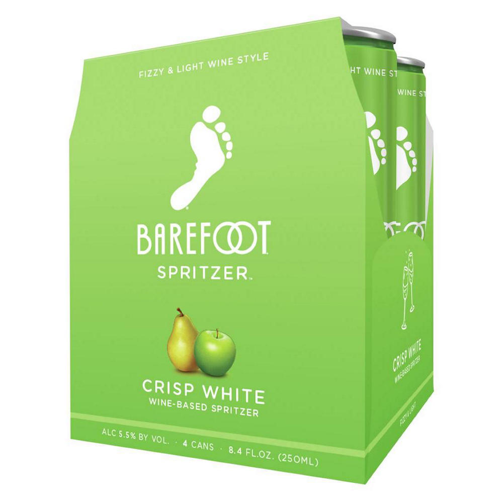 Barefoot Spritzer Crisp White California Wine 4 pk Bottles, 187 mL