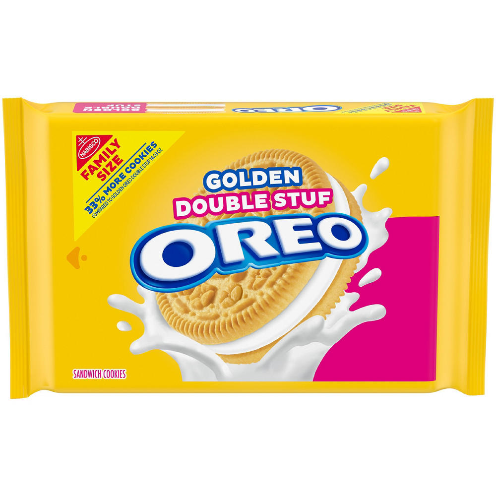 OREO Double Stuf Golden Sandwich Cookies - Family Size, 18.71 oz