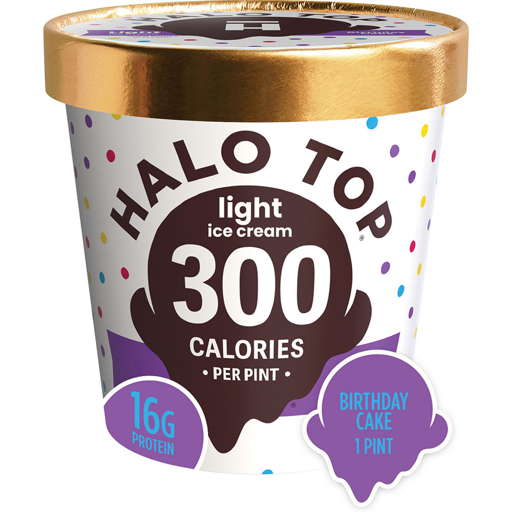 Halo Top 16g Protein Light Ice Cream - Birthday Cake, 1 pt