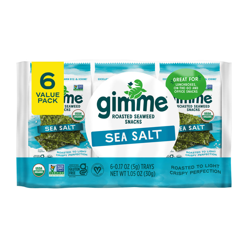 gimme Roasted Seaweed Snacks - Sea Salt, 6 ct