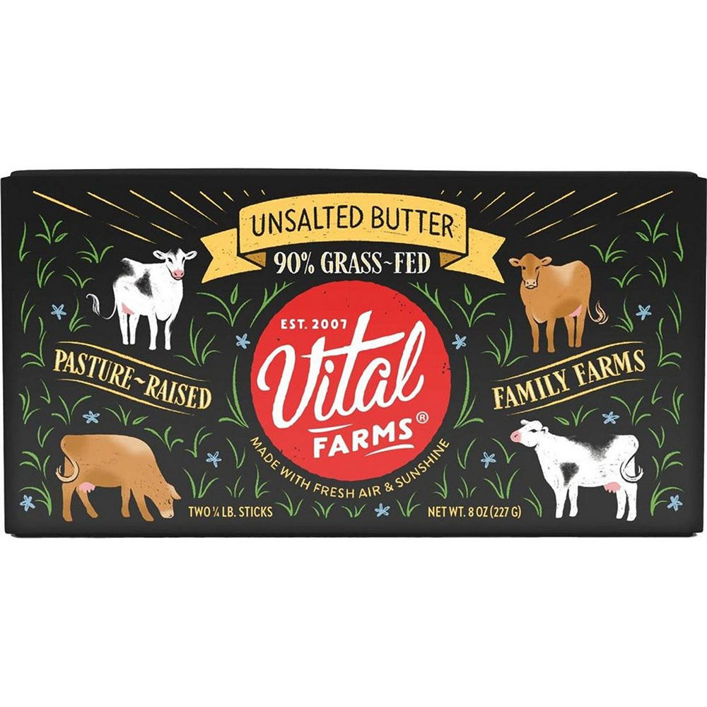 Vital Farms Grass Fed Unsalted Butter Sticks, 2 ct
