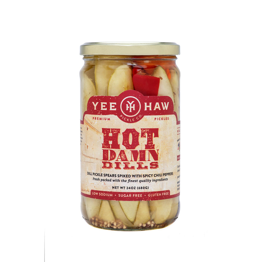 Yee Haw Pickle Co Hot Damn Dills, 24 oz