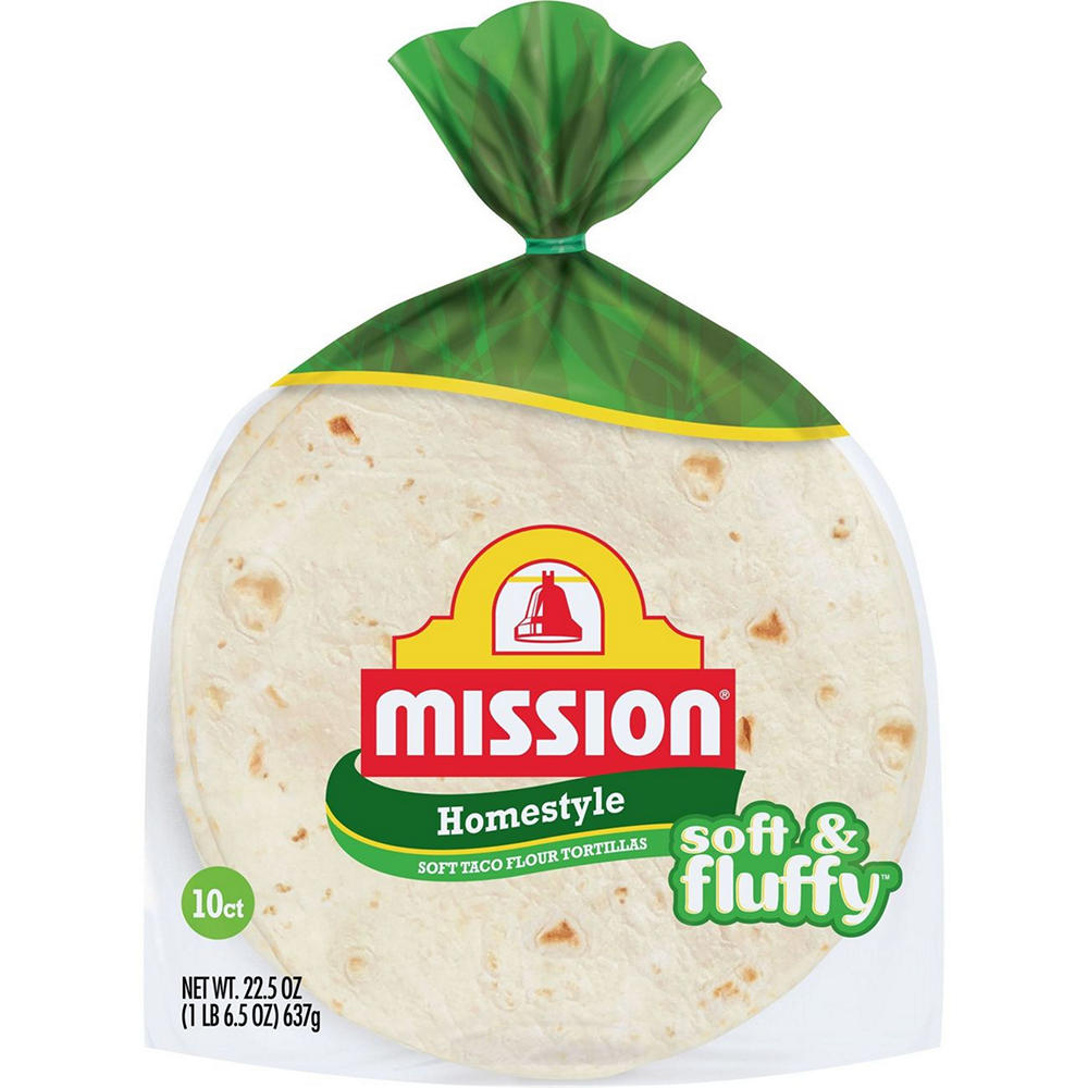 Mission Soft & Fluffy Homestyle Flour Tortillas, Soft Taco Size, 10 ct