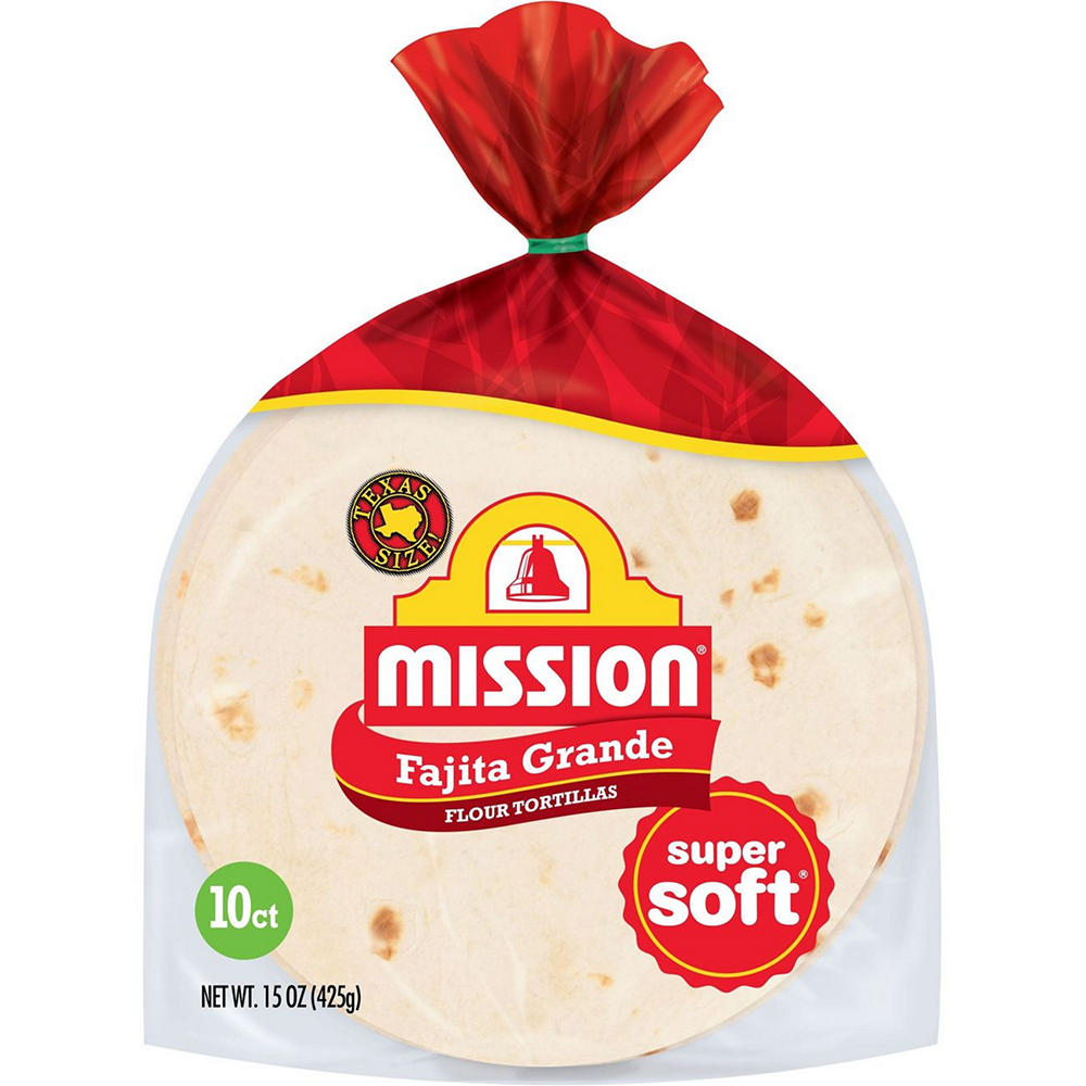Mission Super Soft Flour Tortillas, Fajita Grande Size, 10 ct