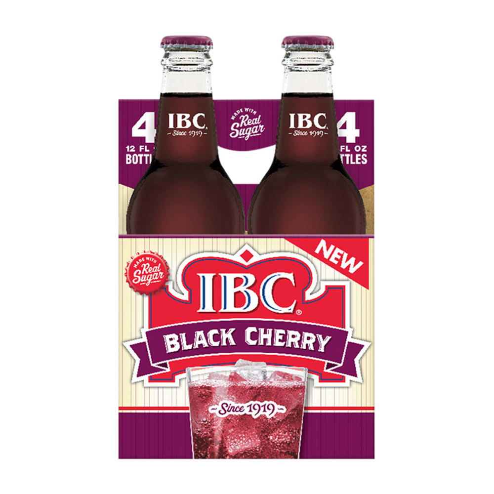 IBC Black Cherry Soda 12 oz Bottles, 4 pk
