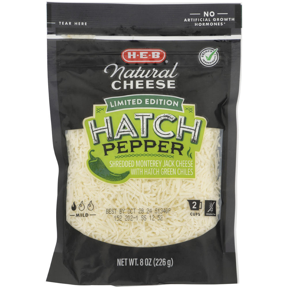 H-E-B Hatch Chile Pepper Monterey Jack Shredded Cheese, 8 oz