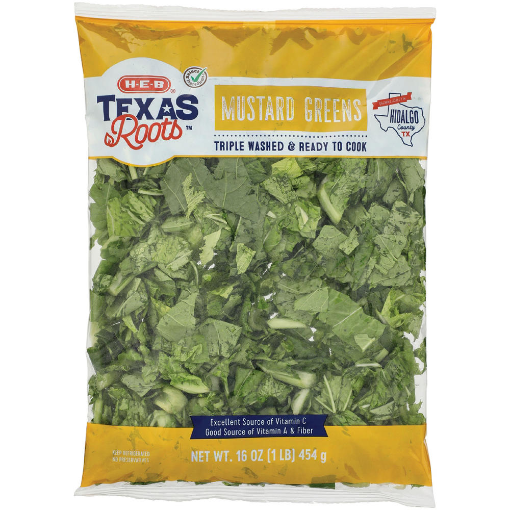 H-E-B Texas Roots Fresh Mustard Greens, 16 oz