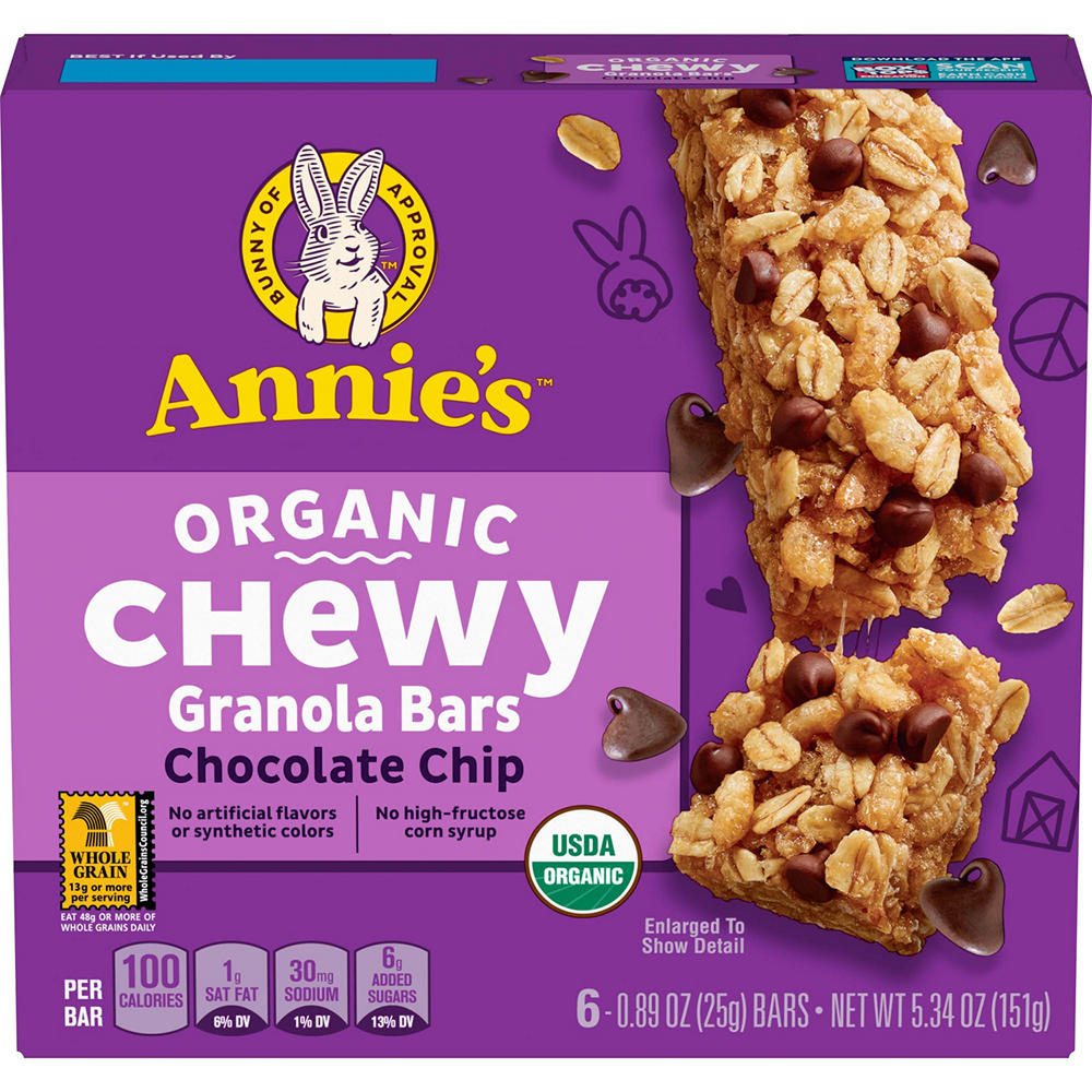 Annie's Organic Chewy Chocolate Chip Granola Bars, 6 ct