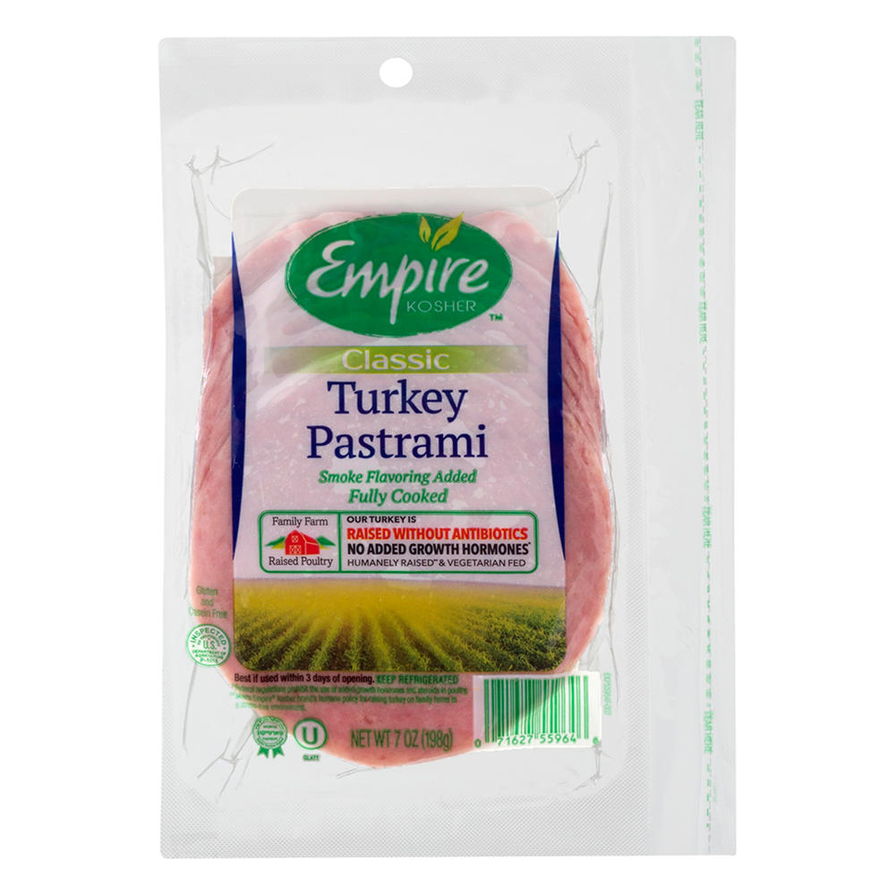 Empire Kosher Kosher Natural Uncured Turkey Pastrami, 7 oz