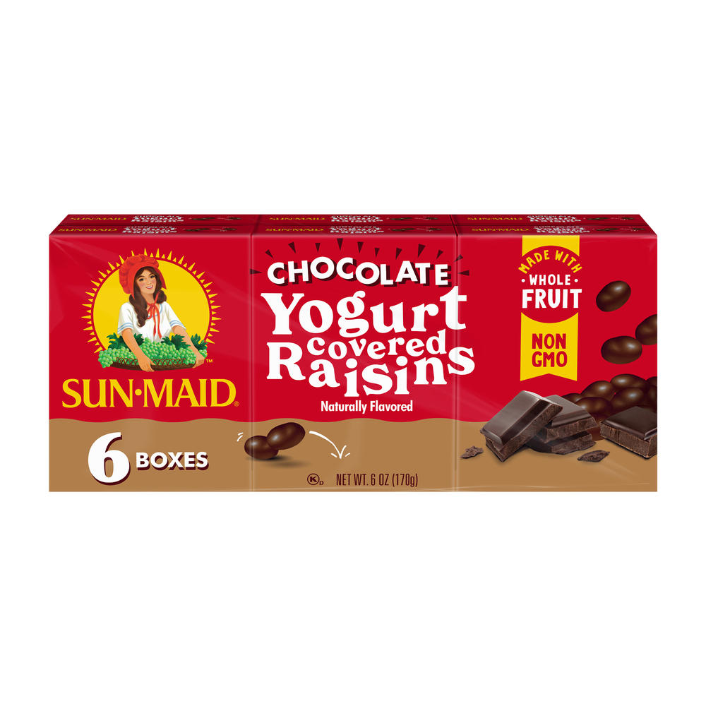 Sun-Maid Dark Chocolate Yogurt Raisins, 6 ct