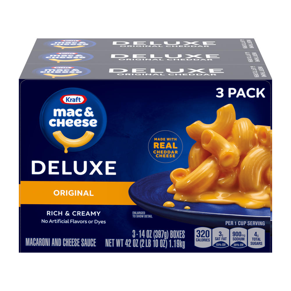 Kraft Deluxe Original Cheddar Macaroni & Cheese, 3 ct