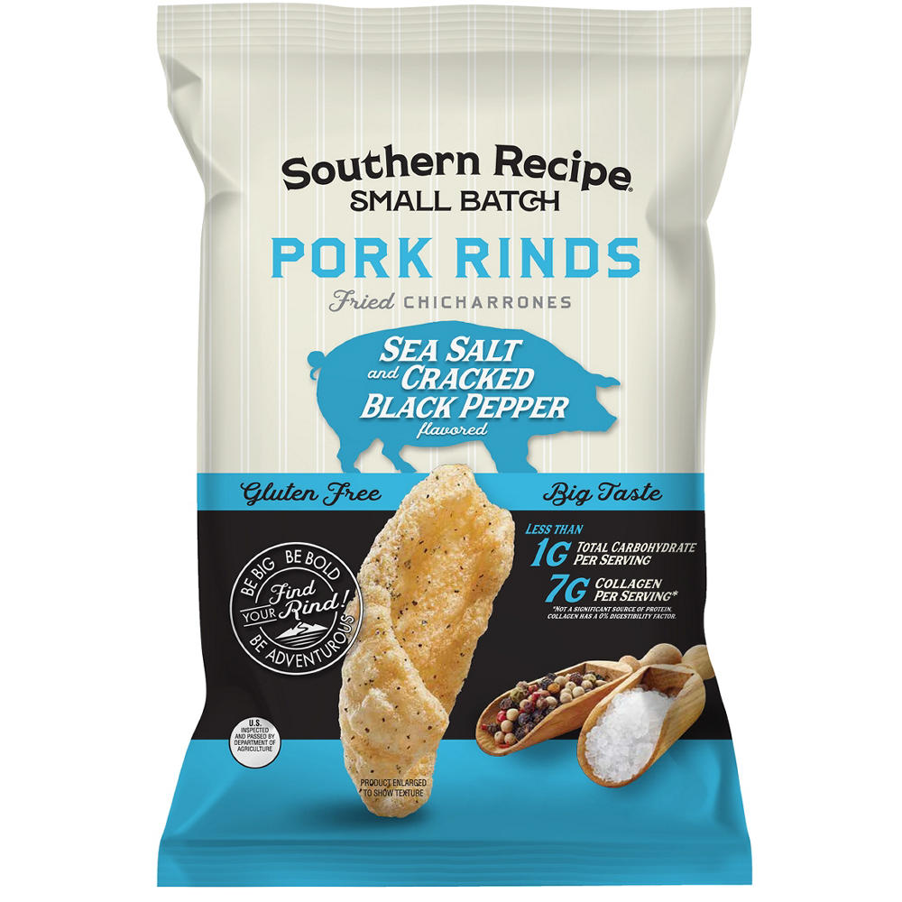 Southern Recipe Small Batch Sea Salt & Pepper Pork Rinds, 4 oz