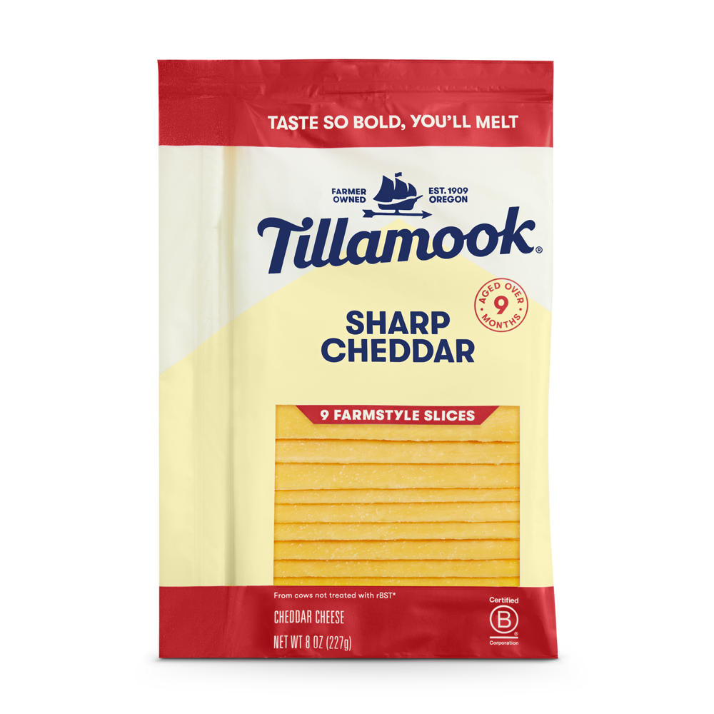 Tillamook Sharp Cheddar Sliced Cheese, Thick Cut, 9 ct