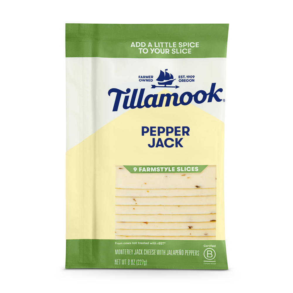 Tillamook Pepper Jack Sliced Cheese, Thick Cut, 9 ct