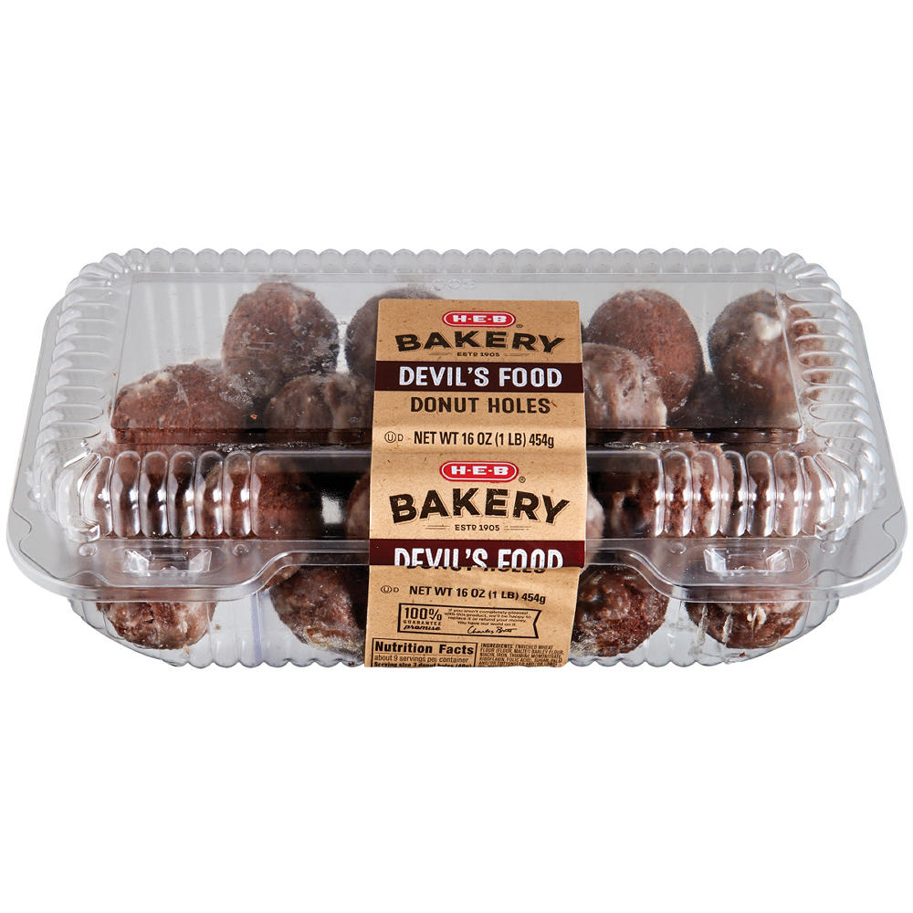 H-E-B Bakery Glazed Devil's Food Donut Holes, 16 oz