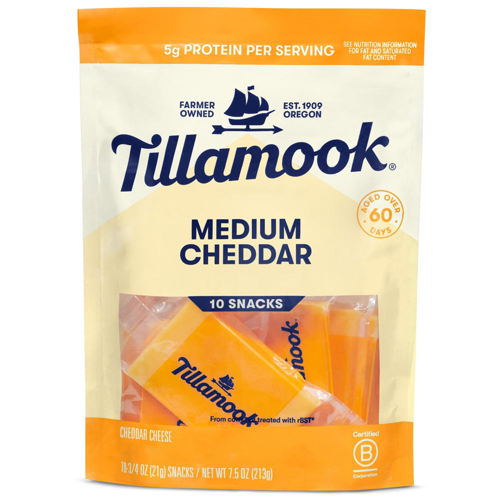 Tillamook Medium Cheddar Cheese Snack Bars, 10 ct