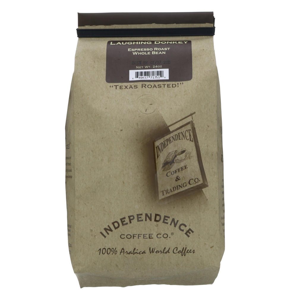 Independence Coffee Laughing Donkey Espresso Roast Whole Bean Coffee, 24 oz