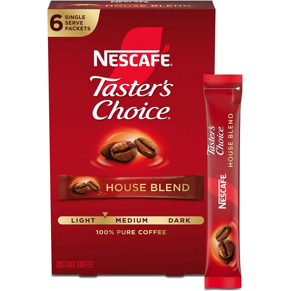 Nescafe Tasters Choice House Blend Light-Medium Roast Instant Coffee Packets, 6 ct