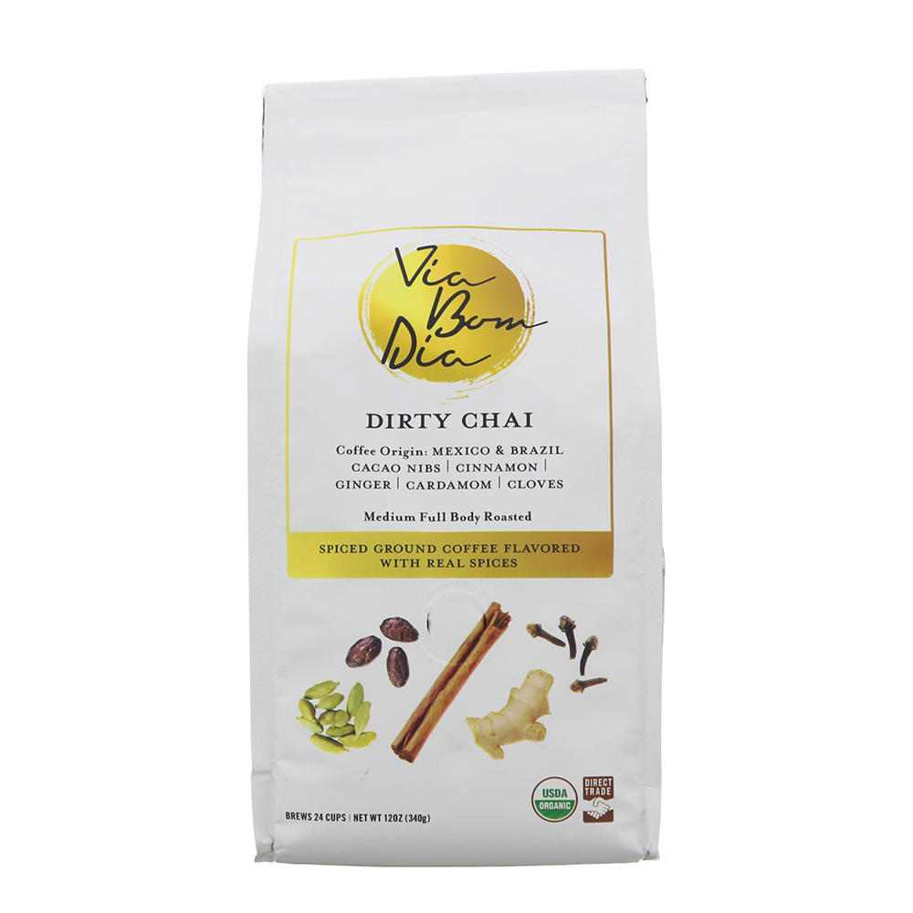 Via Bom Dia Dirty Chai Medium Roast Ground Coffee, 12 oz