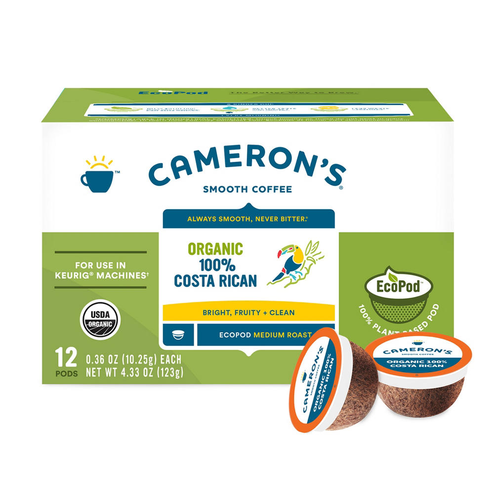 Cameron's Organic Costa Rican Medium Roast Single Serve Eco Coffee Pods, 12 ct