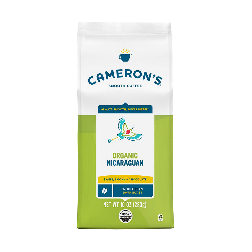 Cameron's Organic Nicaraguan Dark Roast Whole Bean Coffee, 10 oz