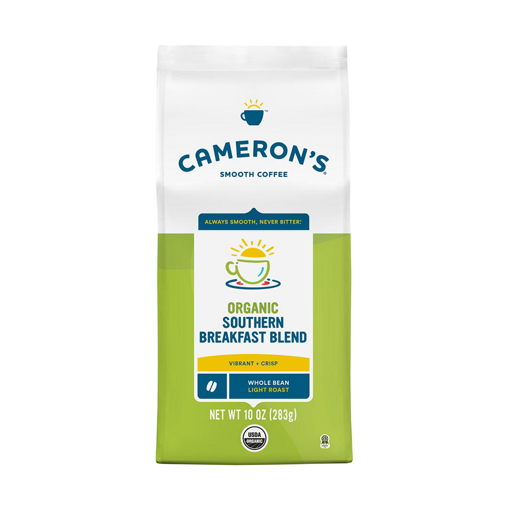 Cameron's Organic Southern Breakfast Blend Light Roast Whole Bean Coffee, 10 oz