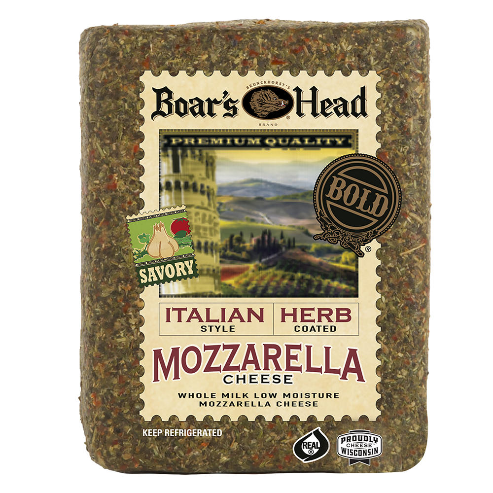 Boar's Head Bold Italian Herb Mozzarella Cheese, Custom Sliced, lb