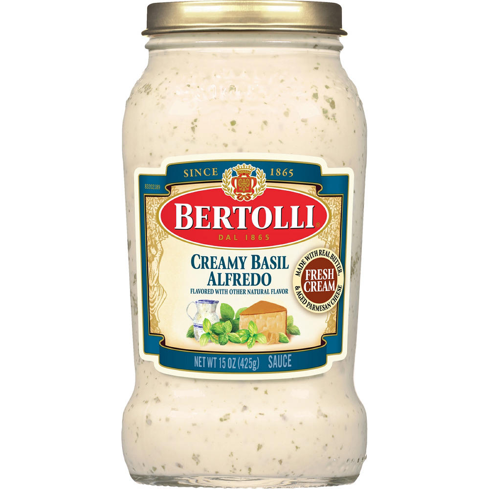 Bertolli Creamy Basil Alfredo Sauce with Aged Parmesan Cheese, 15 oz