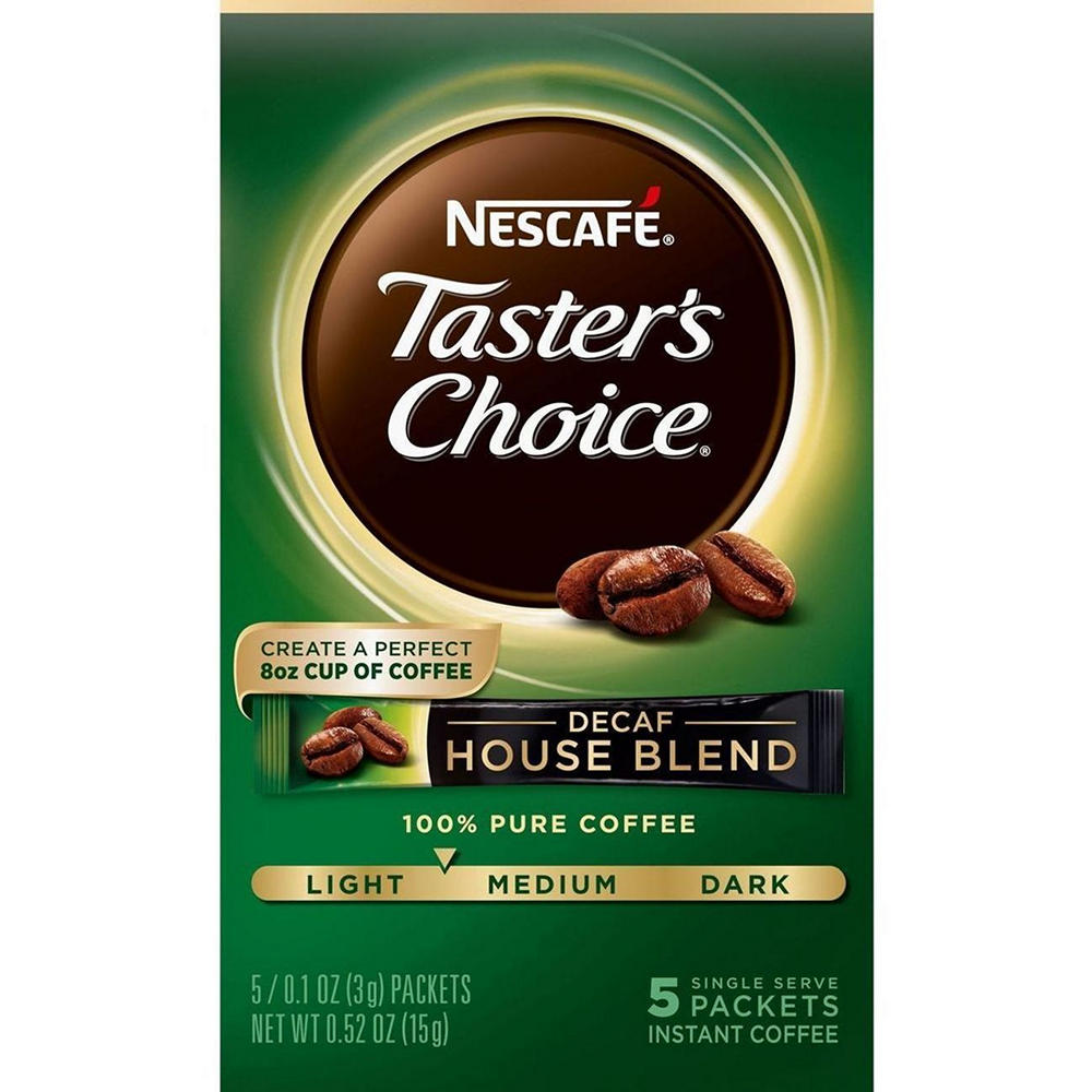 Nescafe Tasters Choice Decaf House Blend Light-Medium Roast Instant Coffee Packets, 5 ct