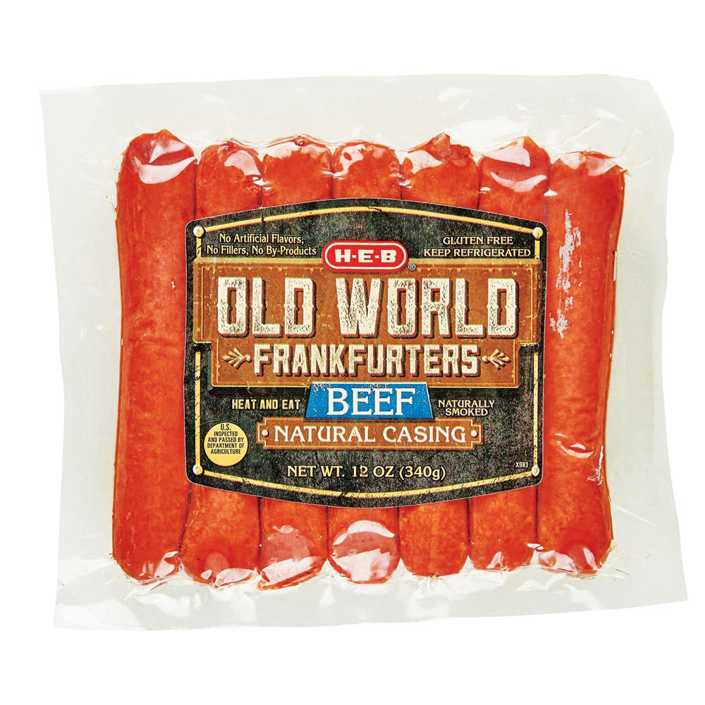 H-E-B Old World Beef Frankfurters, 7 ct