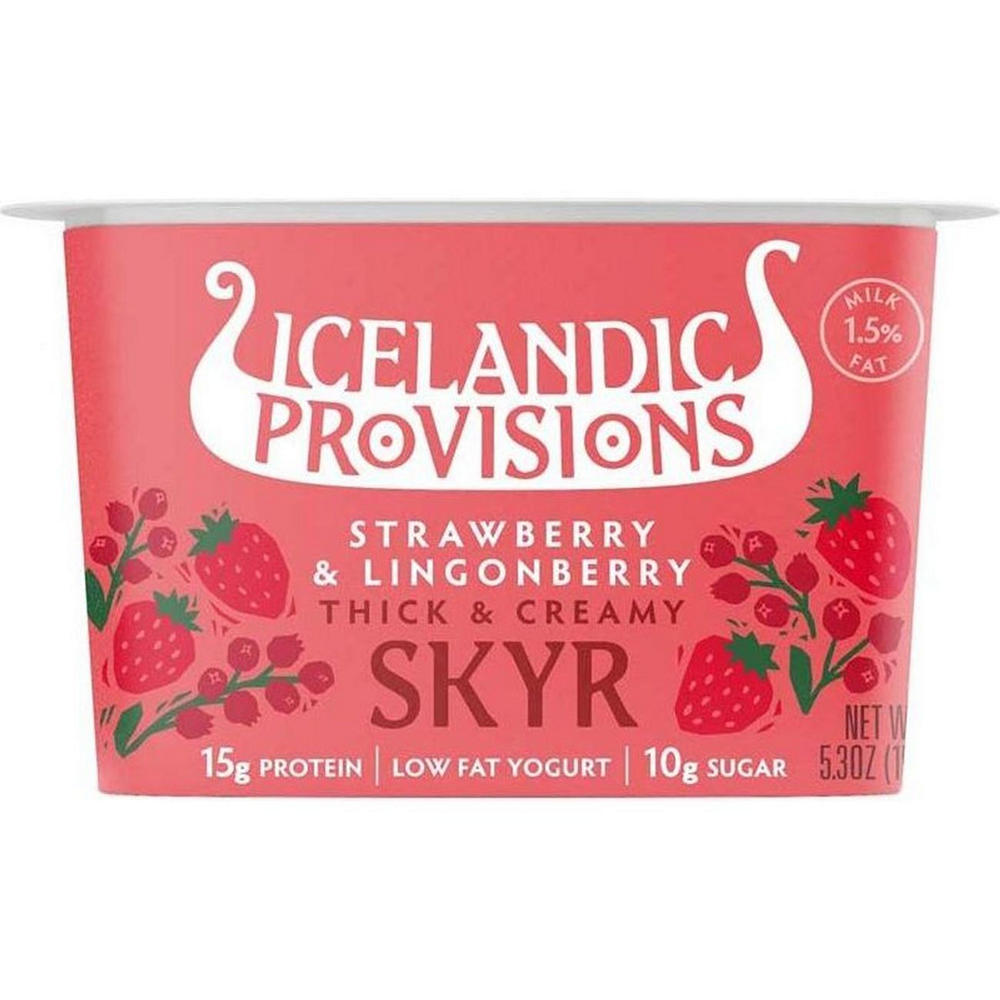 Icelandic Provisions 15g Protein Skyr - Strawberry & Lingonberry, 5.3 oz