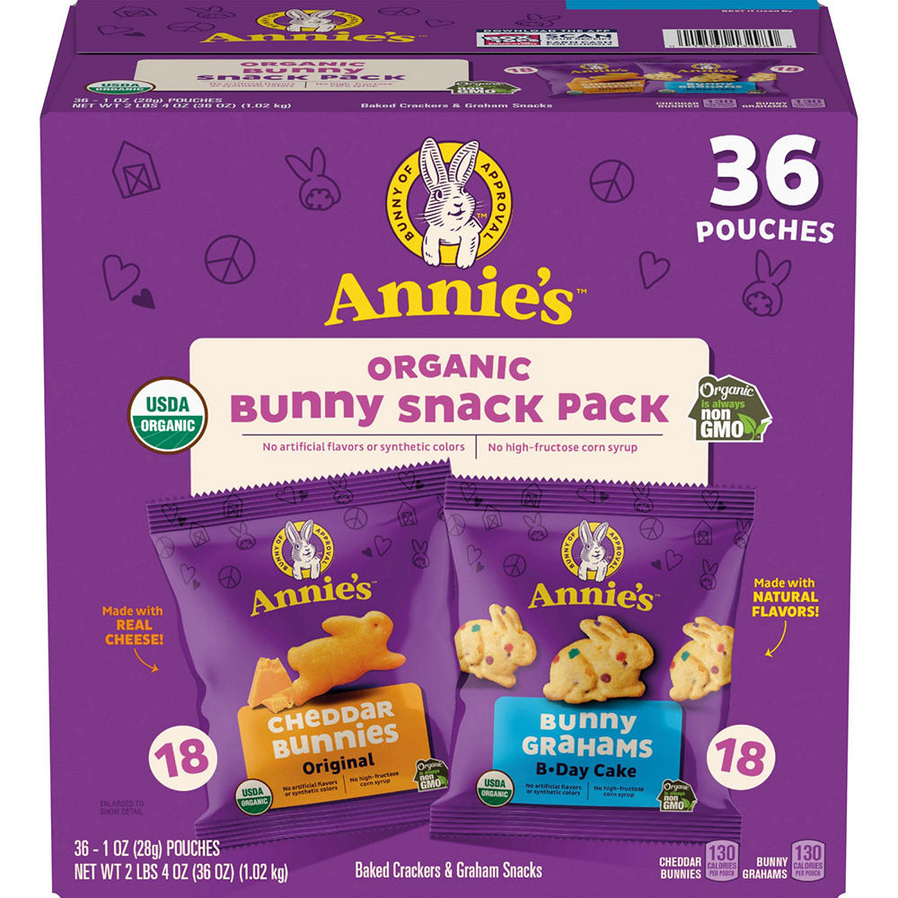 Annie's Organic Bunny Snacks Pack 1 oz Pouches, 36 ct