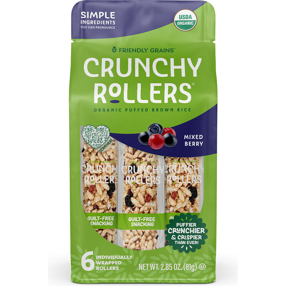 Friendly Grains Crunchy Rollers Mixed Berry Rice Snacks, 6 ct