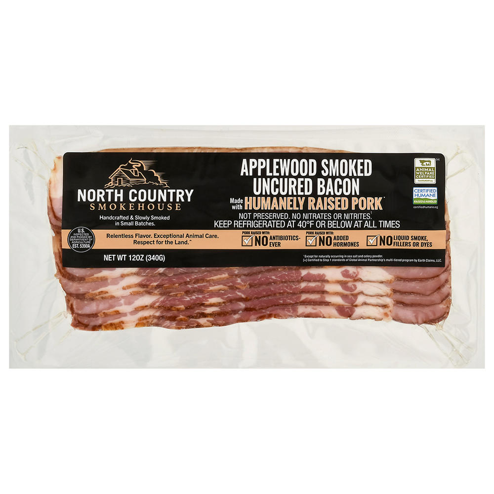 North Country Smokehouse Applewood Smoked Uncured Bacon, 12 oz
