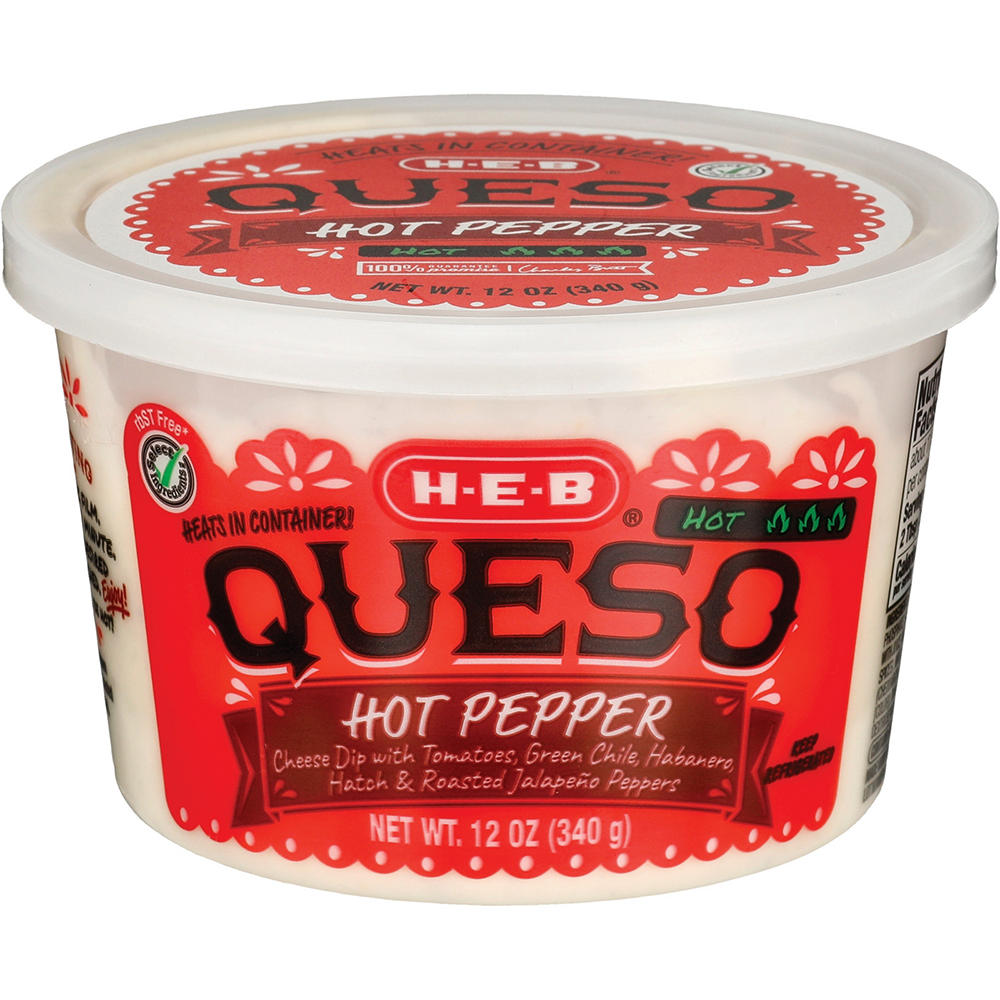 H-E-B Hot Pepper Queso Dip - Spicy, 12 oz