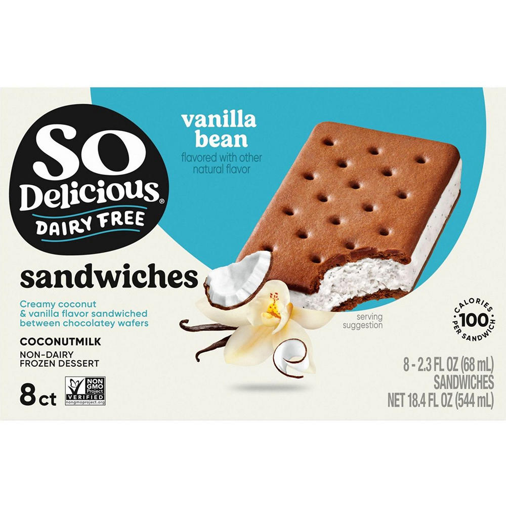 So Delicious Vanilla Bean Coconut Milk Dairy Free Dessert Sandwiches, 8 ct