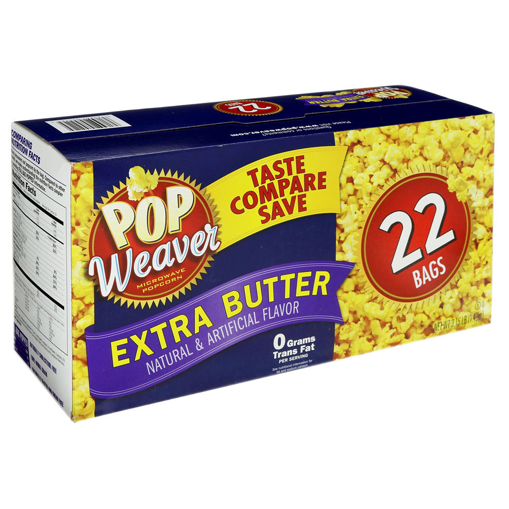 Pop Weaver Extra Butter Microwave Popcorn, 22 ct