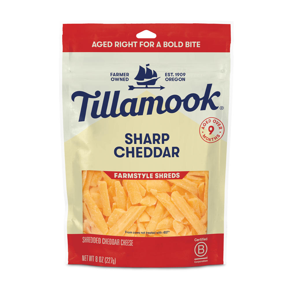 Tillamook Sharp Cheddar Shredded Cheese, Thick Cut, 8 oz