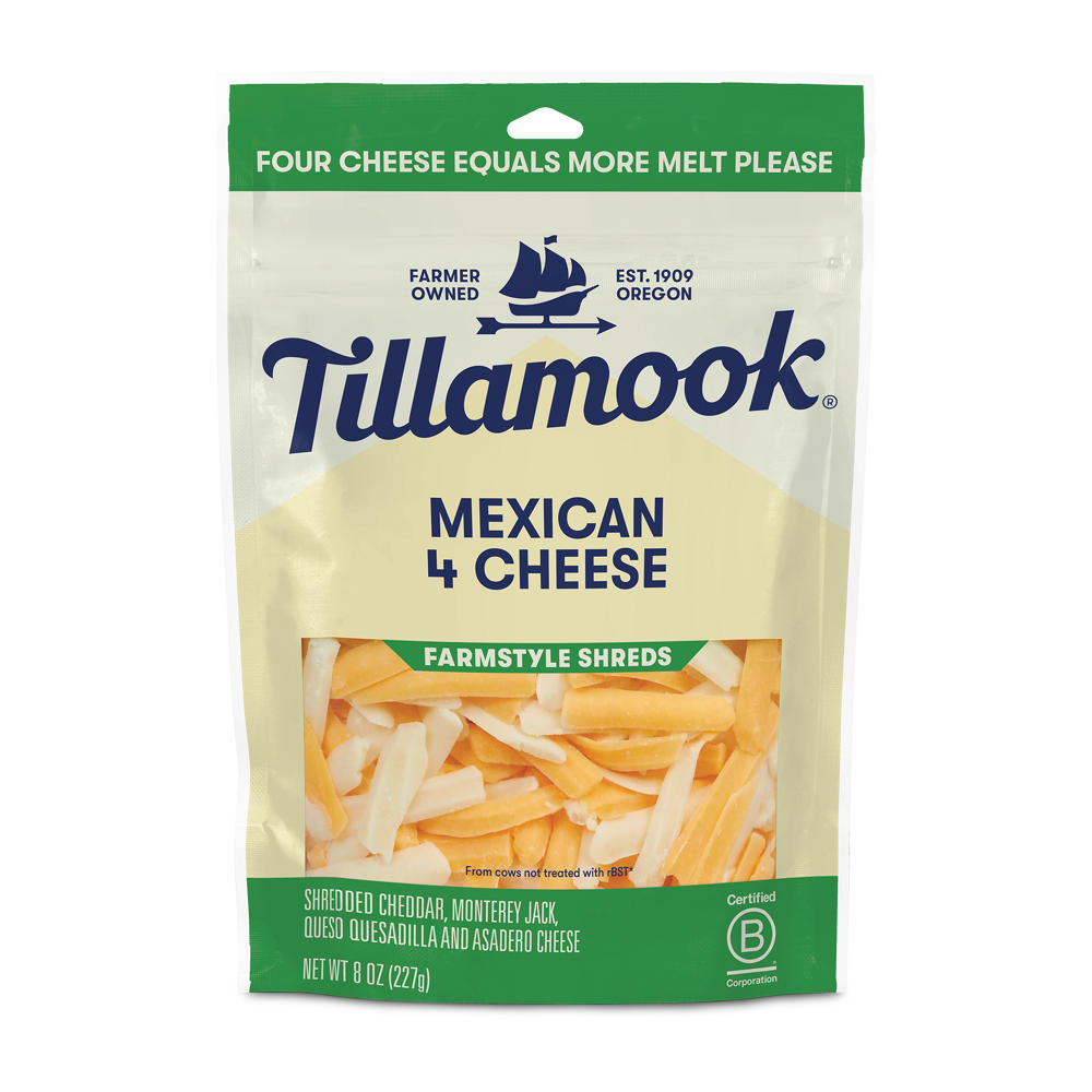 Tillamook Mexican 4 Cheese Shredded Cheese Blend, Thick Cut, 8 oz