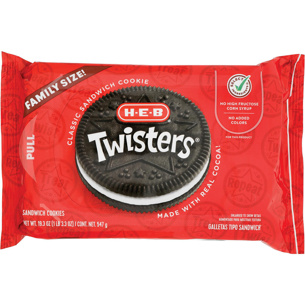H-E-B Twisters Sandwich Cookies - Family-Size, 19.3 oz