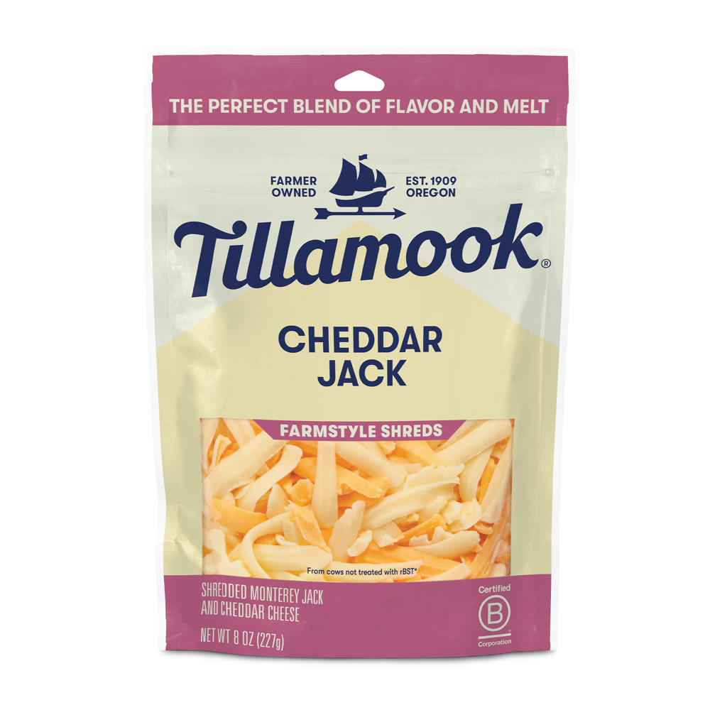Tillamook Cheddar Jack Shredded Cheese Blend, Thick Cut, 8 oz